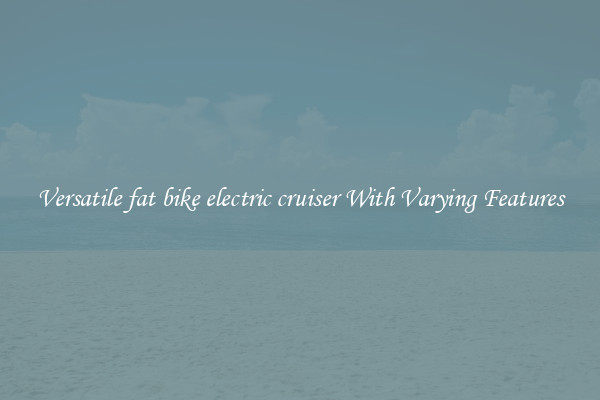 Versatile fat bike electric cruiser With Varying Features