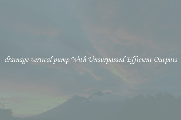 drainage vertical pump With Unsurpassed Efficient Outputs