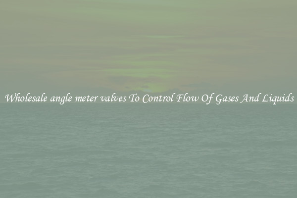 Wholesale angle meter valves To Control Flow Of Gases And Liquids
